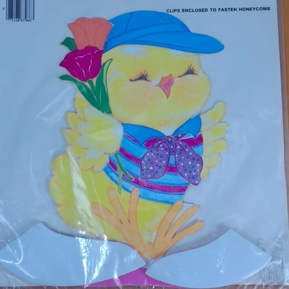 Set of 3 Vintage Eureka Beau Peep 9 Honeycomb Tissue pink & yellow Centerpieces